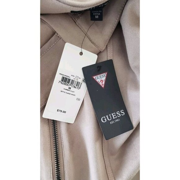 NWT GUESS DETTA FAUX SUEDE SUMMER CLAY FRONT ZIPPER MINI SKIRT SZ MEDIUM - Picture 7 of 7